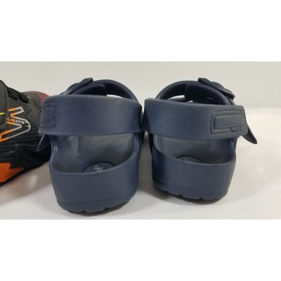 Skechers Kids Flex-Glow Bolt Light-Up Sneakers & Cat & Jack Navy Sandals Size 7 - Picture 8 of 12